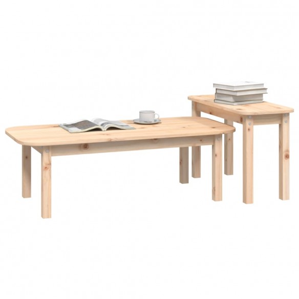 Ensemble de tables basses 2 pcs Bois massif de pin