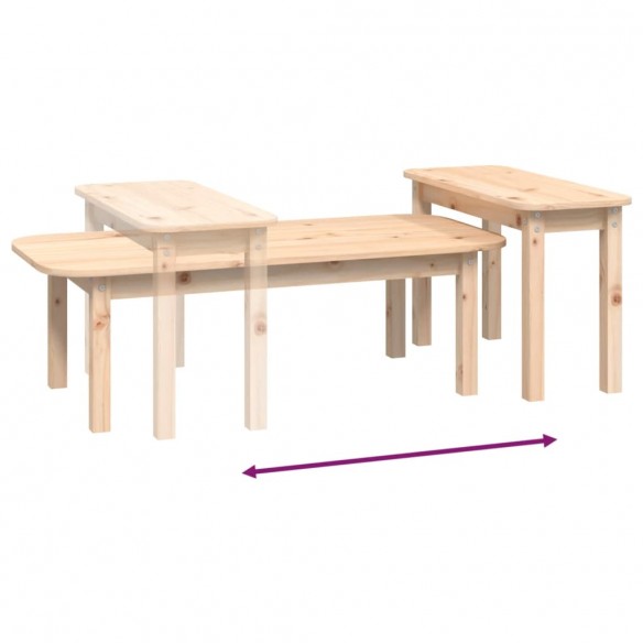 Ensemble de tables basses 2 pcs Bois massif de pin