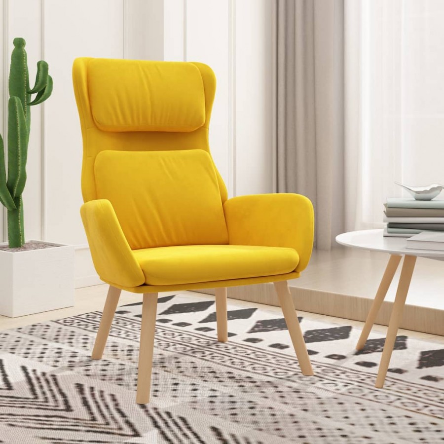 Chaise de relaxation Jaune moutarde Velours