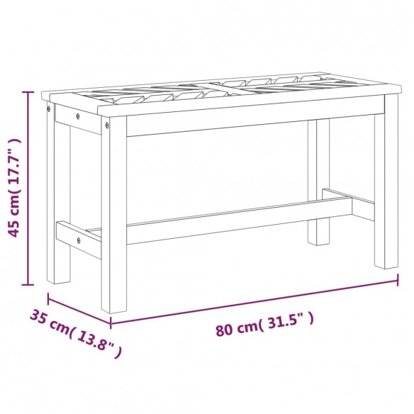 Banc de jardin 80 cm bois massif d'acacia