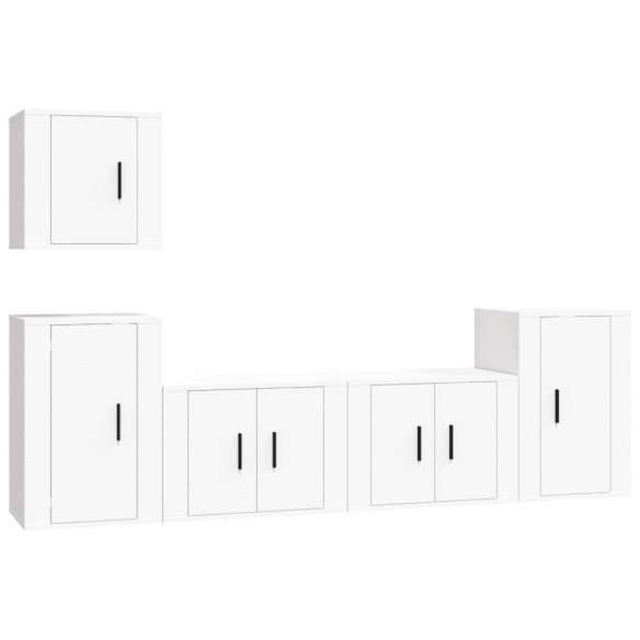 Ensemble de meubles TV 5 pcs Blanc Bois d'ingénierie