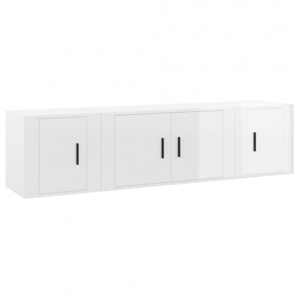 Ensemble de meubles TV 3 pcs Blanc brillant Bois d'ingénierie