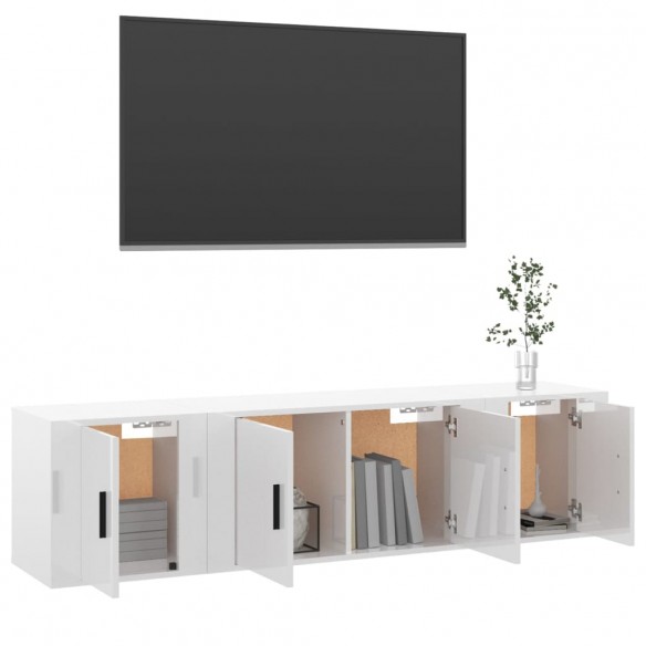 Ensemble de meubles TV 3 pcs Blanc brillant Bois d'ingénierie