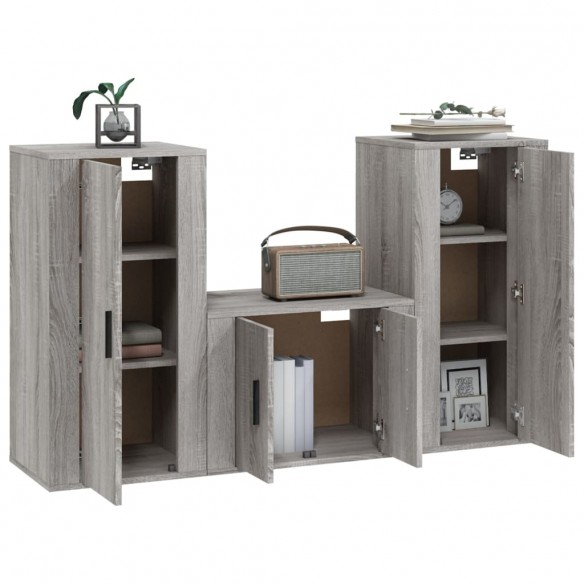 Ensemble de meubles TV 3 pcs Sonoma gris Bois d'ingénierie