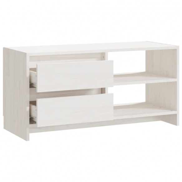 Meuble TV Blanc 80x31x39 cm Bois de pin massif