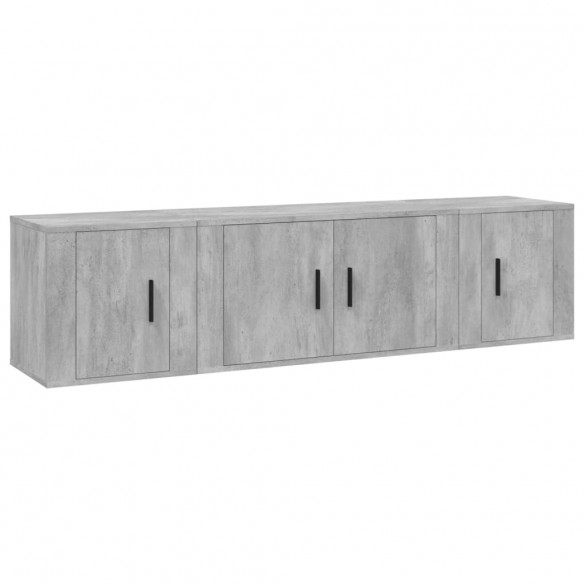 Ensemble de meubles TV 3 pcs Gris béton Bois d'ingénierie