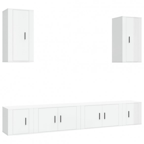 Ensemble de meubles TV 6 pcs Blanc brillant Bois d'ingénierie