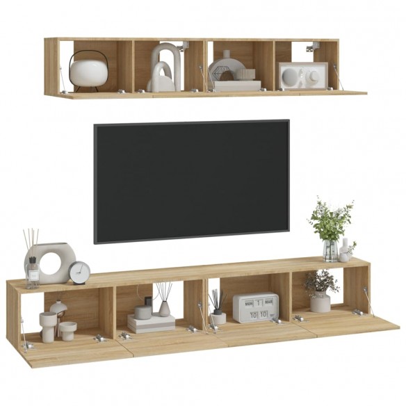 Ensemble de meubles TV 4 pcs Chêne sonoma Bois d'ingénierie