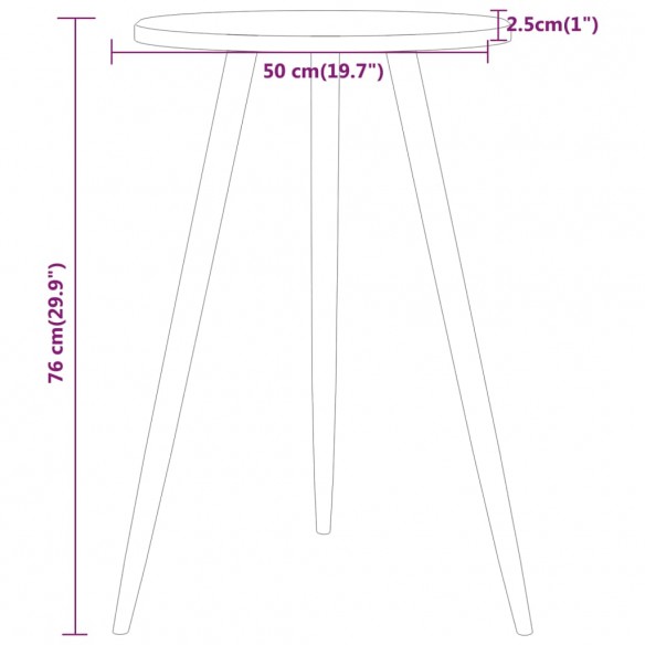 Table de bistro Marron foncé Ø50x76 cm MDF et fer