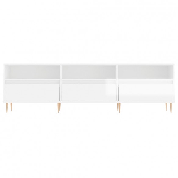 Meuble TV blanc brillant 150x30x44,5 cm bois d'ingénierie