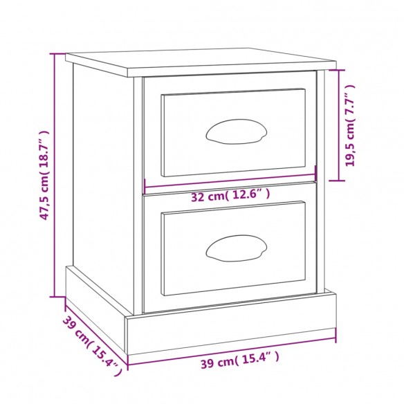 Tables de chevet 2pcs chêne sonoma 39x39x47,5cm bois ingénierie