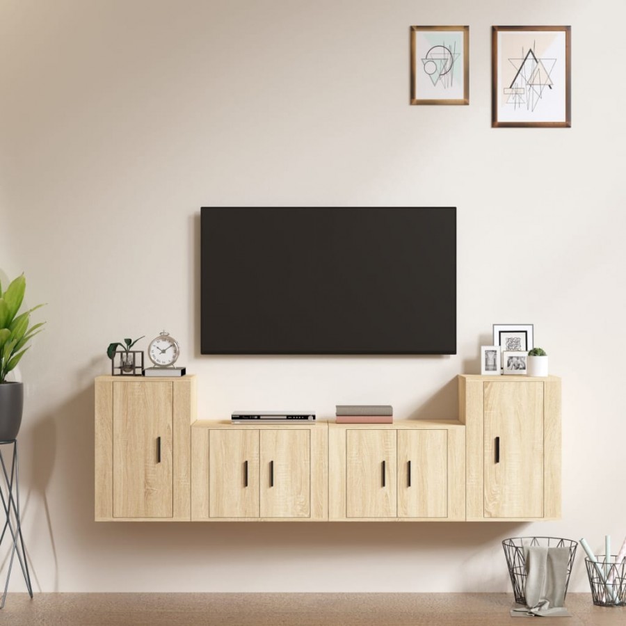 Ensemble de meubles TV 4 pcs Chêne sonoma Bois d'ingénierie