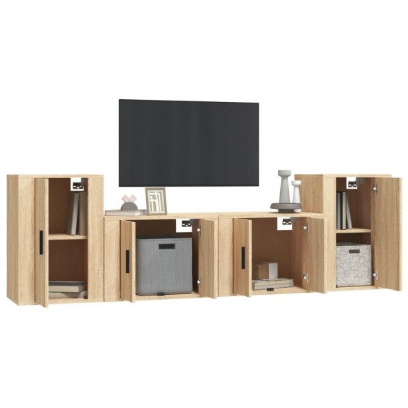 Ensemble de meubles TV 4 pcs Chêne sonoma Bois d'ingénierie