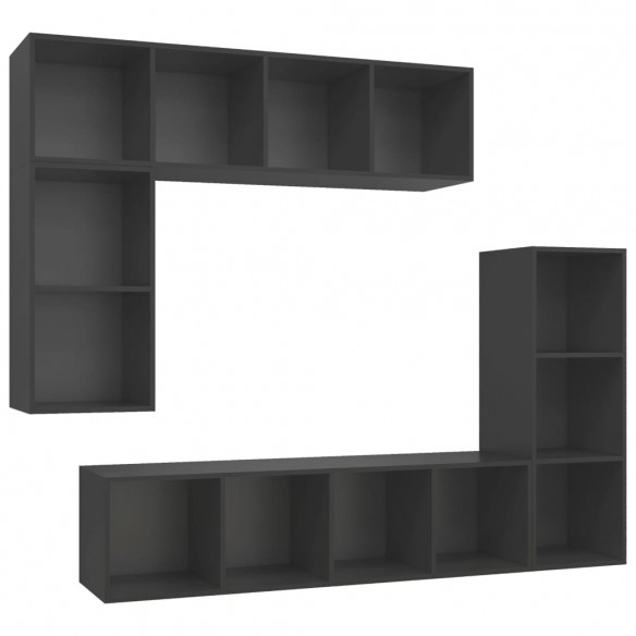 Ensemble de meubles TV 4 pcs Gris Bois d'ingénierie