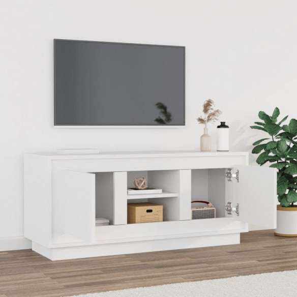 Meuble TV blanc 102x35x45 cm bois d'ingénierie