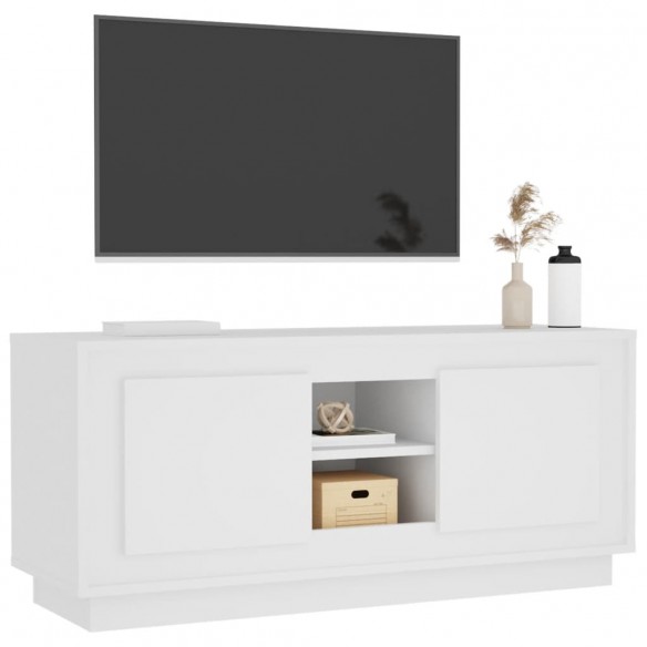 Meuble TV blanc 102x35x45 cm bois d'ingénierie