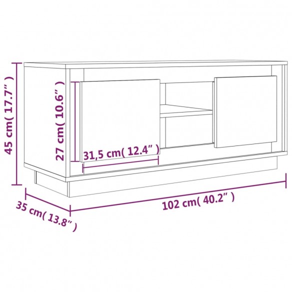 Meuble TV blanc 102x35x45 cm bois d'ingénierie