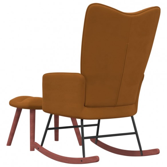 Chaise à bascule avec repose-pied Marron Velours