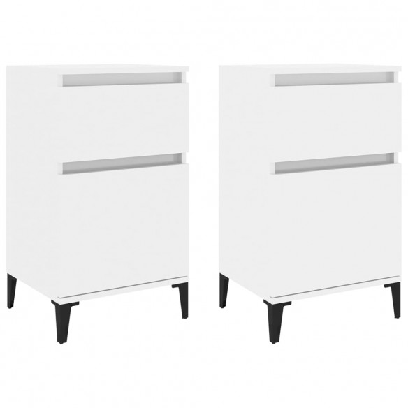 Tables de chevet 2 pcs blanc brillant 40x35x70 cm