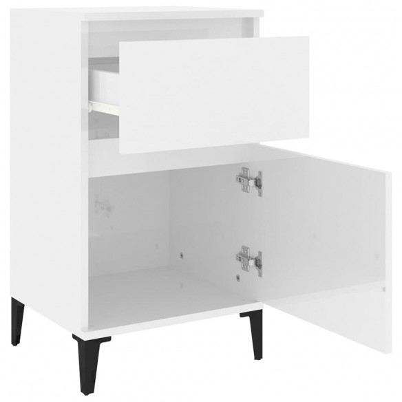 Tables de chevet 2 pcs blanc brillant 40x35x70 cm