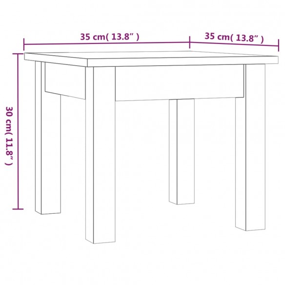 Table basse 35x35x30 cm Bois massif de pin