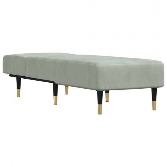 Chaise longue gris clair velours