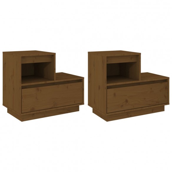 Tables de chevet 2pcs Marron miel 60x34x51cm Bois de pin solide