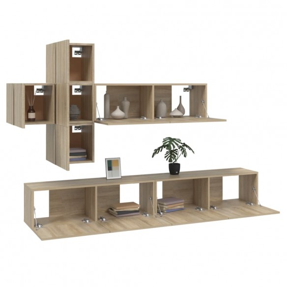 Ensemble de meubles TV 7 pcs Chêne sonoma Bois d'ingénierie