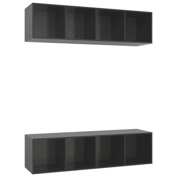 Meubles TV muraux 2 pcs Gris brillant Aggloméré