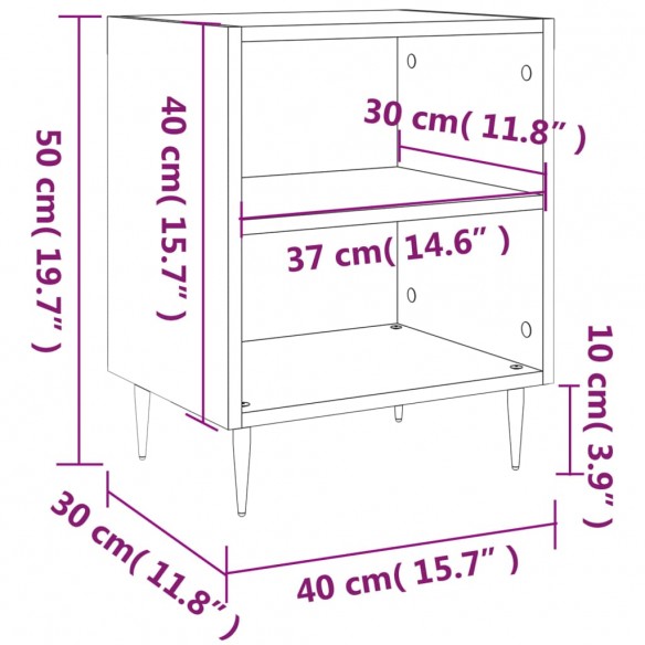 Tables de chevet 2 pcs gris béton 40x30x50 cm bois d'ingénierie