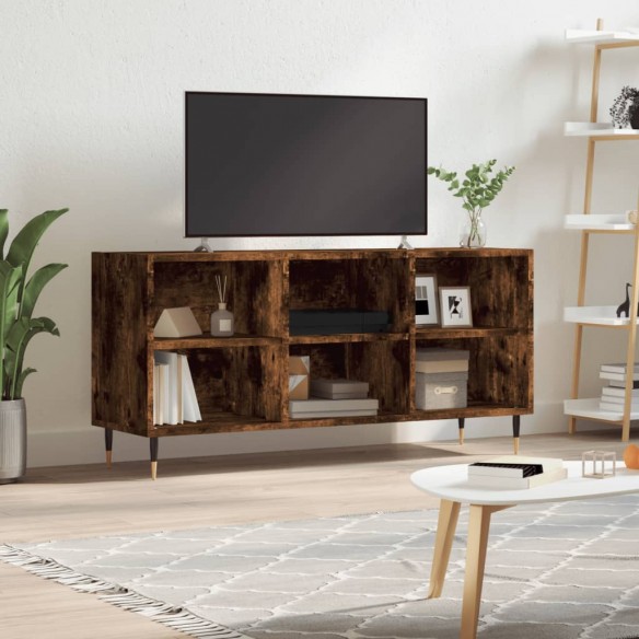 Meuble TV chêne fumé 103,5x30x50 cm bois d'ingénierie