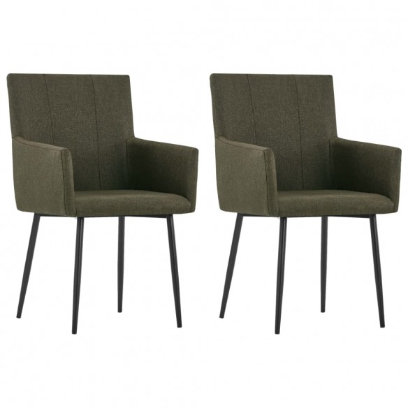 Chaises à manger avec accoudoirs lot de 2 marron tissu