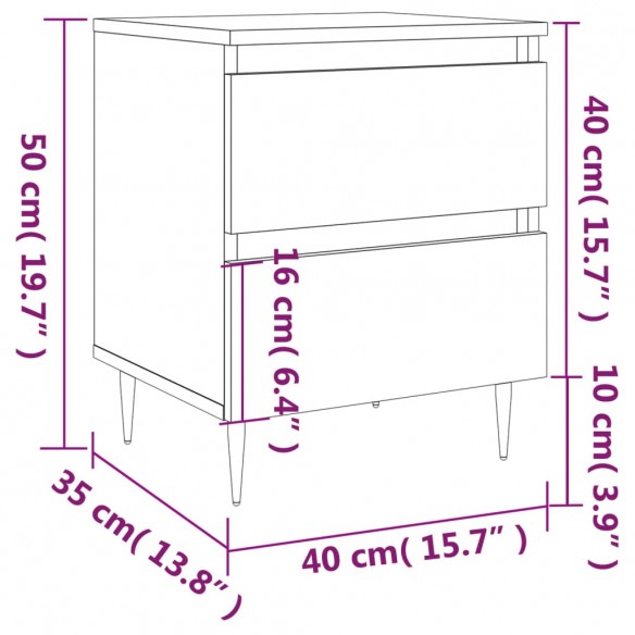 Table de chevet gris béton 40x35x50 cm bois d’ingénierie