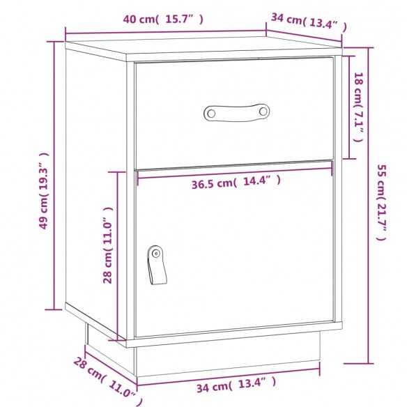 Tables de chevet 2 pcs Blanc 40x34x55 cm Bois de pin massif