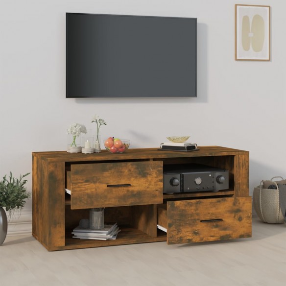 Meuble TV Chêne fumé 100x35x40 cm Bois d'ingénierie