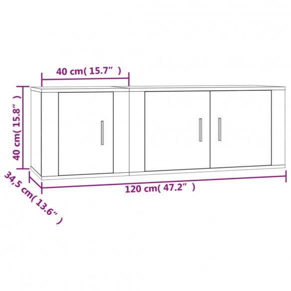 Ensemble de meubles TV 2 pcs chêne sonoma bois d'ingénierie