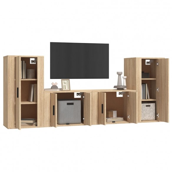 Ensemble de meubles TV 4 pcs Chêne sonoma Bois d'ingénierie