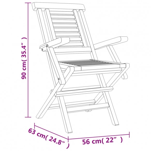 Chaises de jardin pliantes 4 pcs 56x63x90 cm bois massif teck