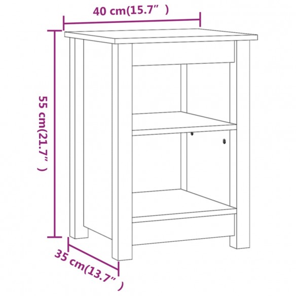 Table de chevet Noir 40x35x55 cm Bois de pin solide