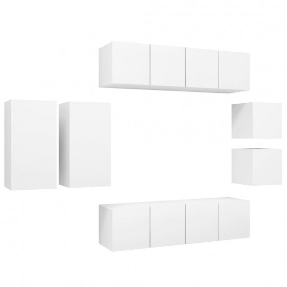 Ensemble de meuble TV 8 pcs Blanc Aggloméré