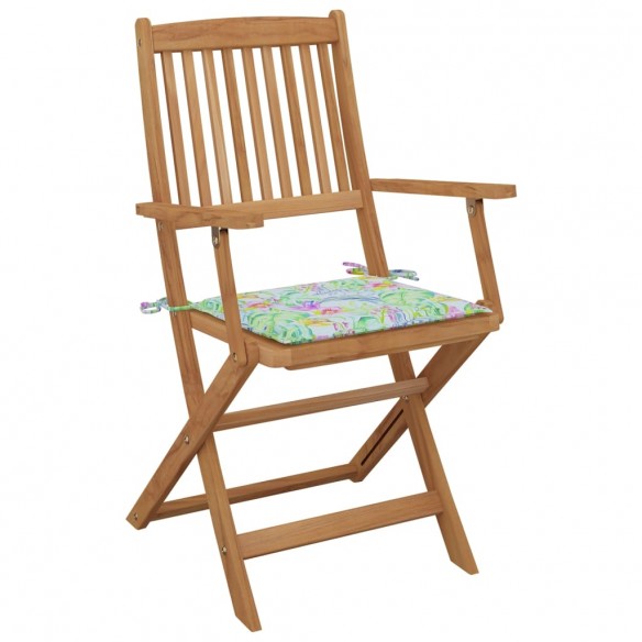 Chaises pliables de jardin 8 pcs avec coussins Bois d'acacia