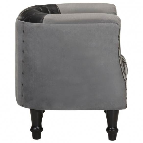 Fauteuil Noir Cuir véritable et bois de manguier massif