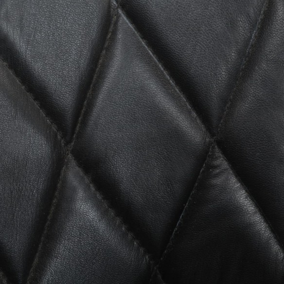 Fauteuil Noir Cuir véritable et bois de manguier massif