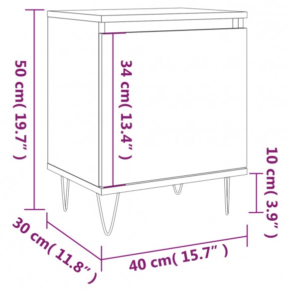 Table de chevet chêne marron 40x30x50 cm bois d'ingénierie