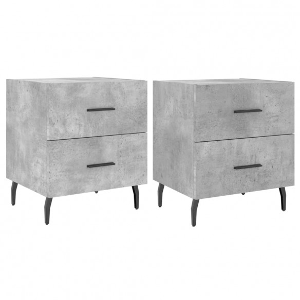 Tables de chevet 2pcs gris béton 40x35x47,5cm bois d’ingénierie