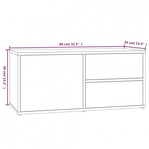 Meuble TV Chêne fumé 80x34x36 cm Bois d'ingénierie