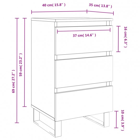 Tables de chevet 2 pcs chêne fumé 40x35x69 cm bois ingénierie