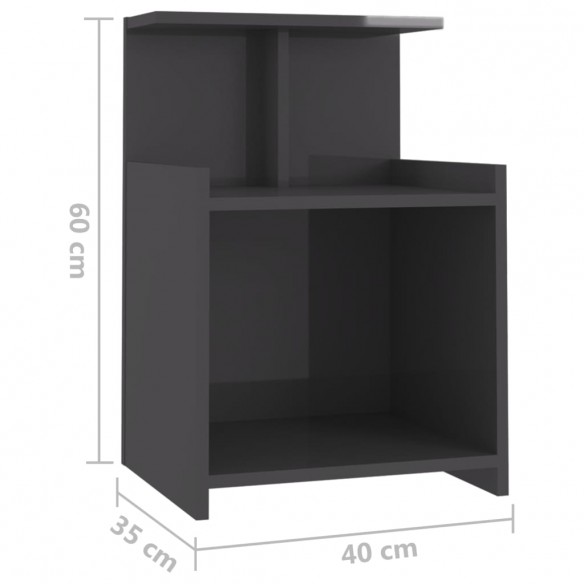 Table de chevet Gris brillant 40x35x60 cm Aggloméré