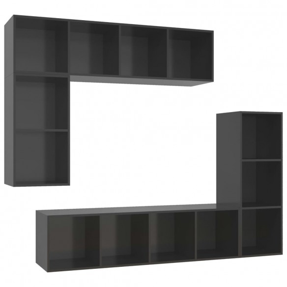 Ensemble de meubles TV 4 pcs Gris brillant Bois d'ingénierie