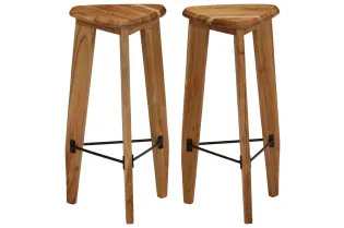 Tabourets de bar lot de 2 bois d'acacia massif